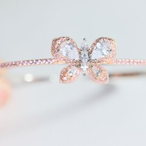 Butterfly Rose Crystal Cuff Bracelet